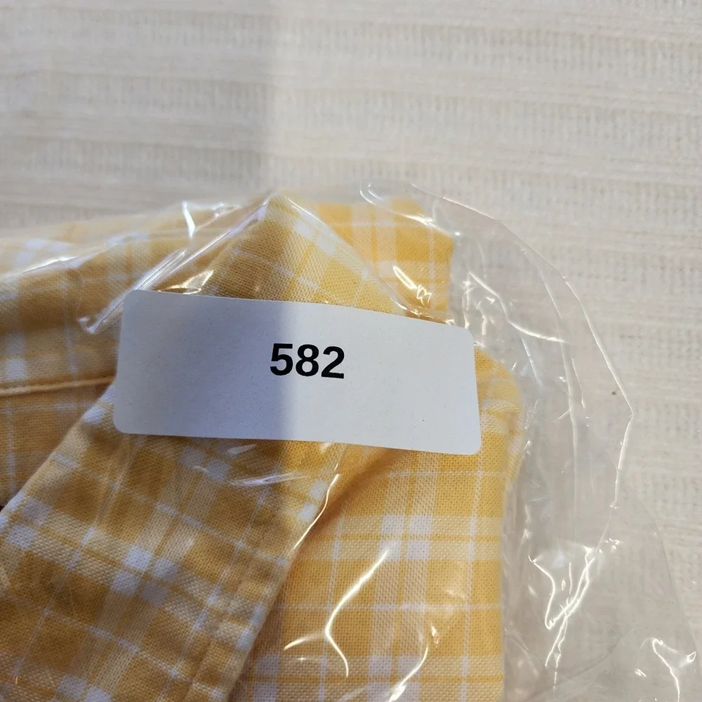 Brooks Brothers Fleece Boys Yellow White Plaid Button Down Shirt Size L Long Slv